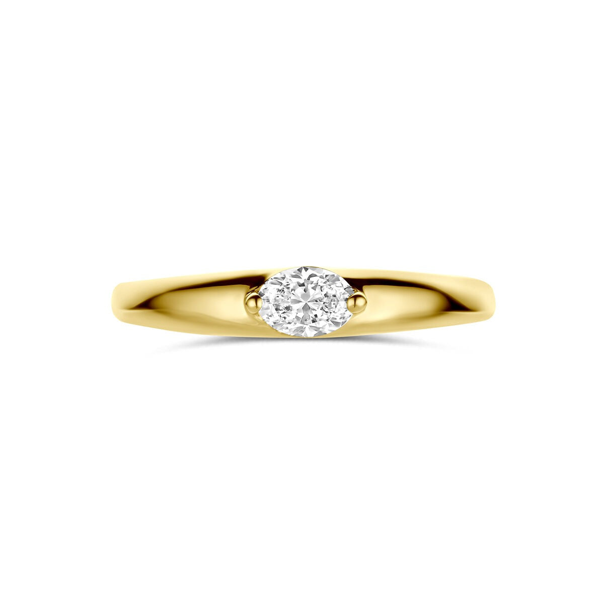 14 Karat Gelbgoldring mit Diamant 0,32 ct Solitär