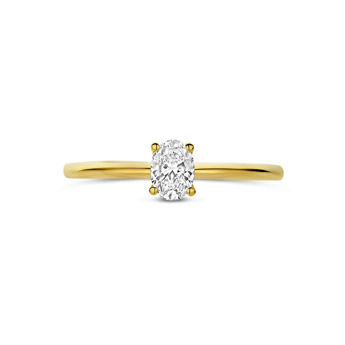 14K Gelbgoldring mit im Labor gewachsenem Diamanten – oval 0.30 Karat