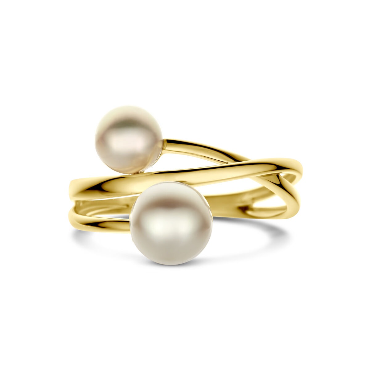14 Karat Gelbgold Damenring mit Perlen