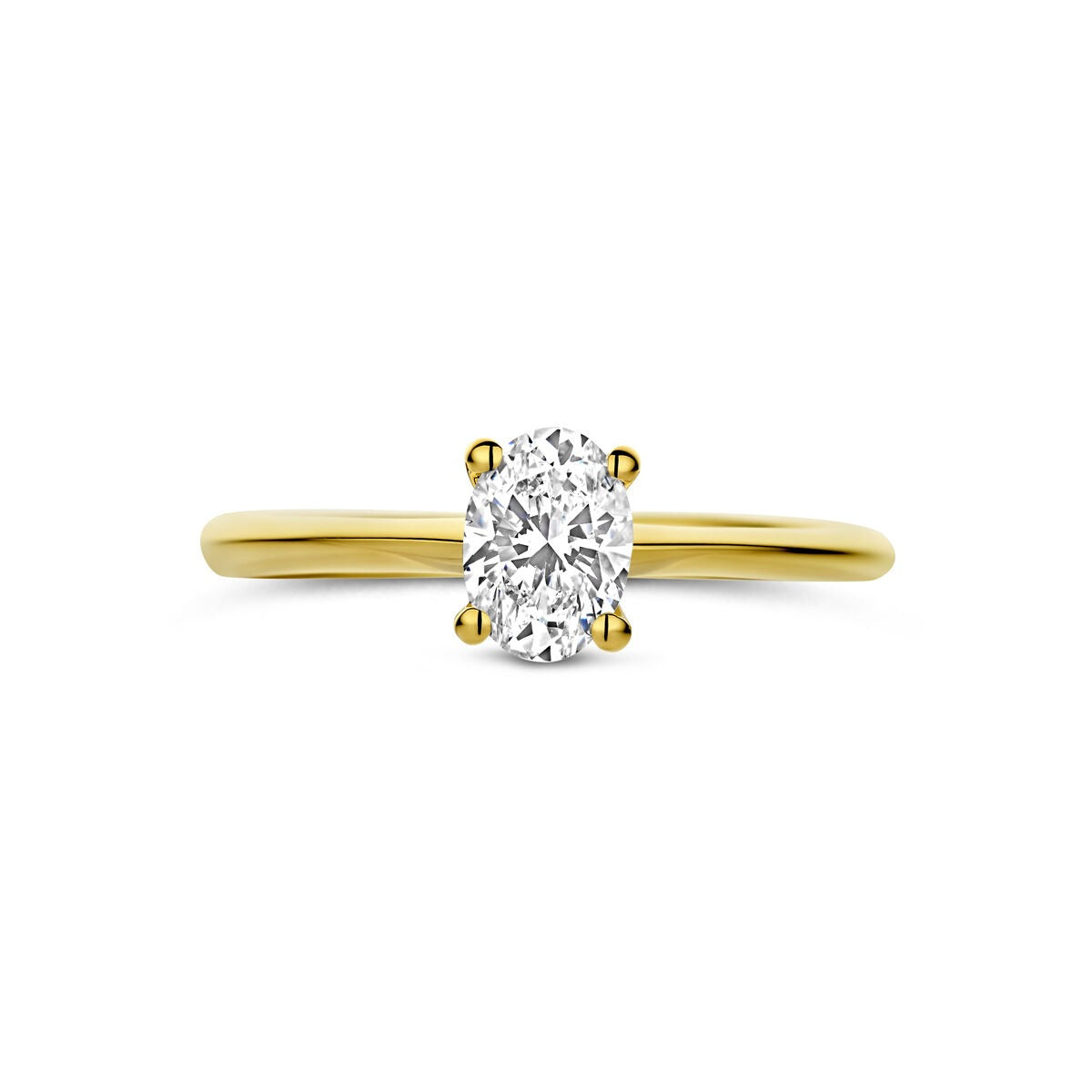 14k Gelbgoldring mit Labor-Diamant – oval geschliffen 0.50ct