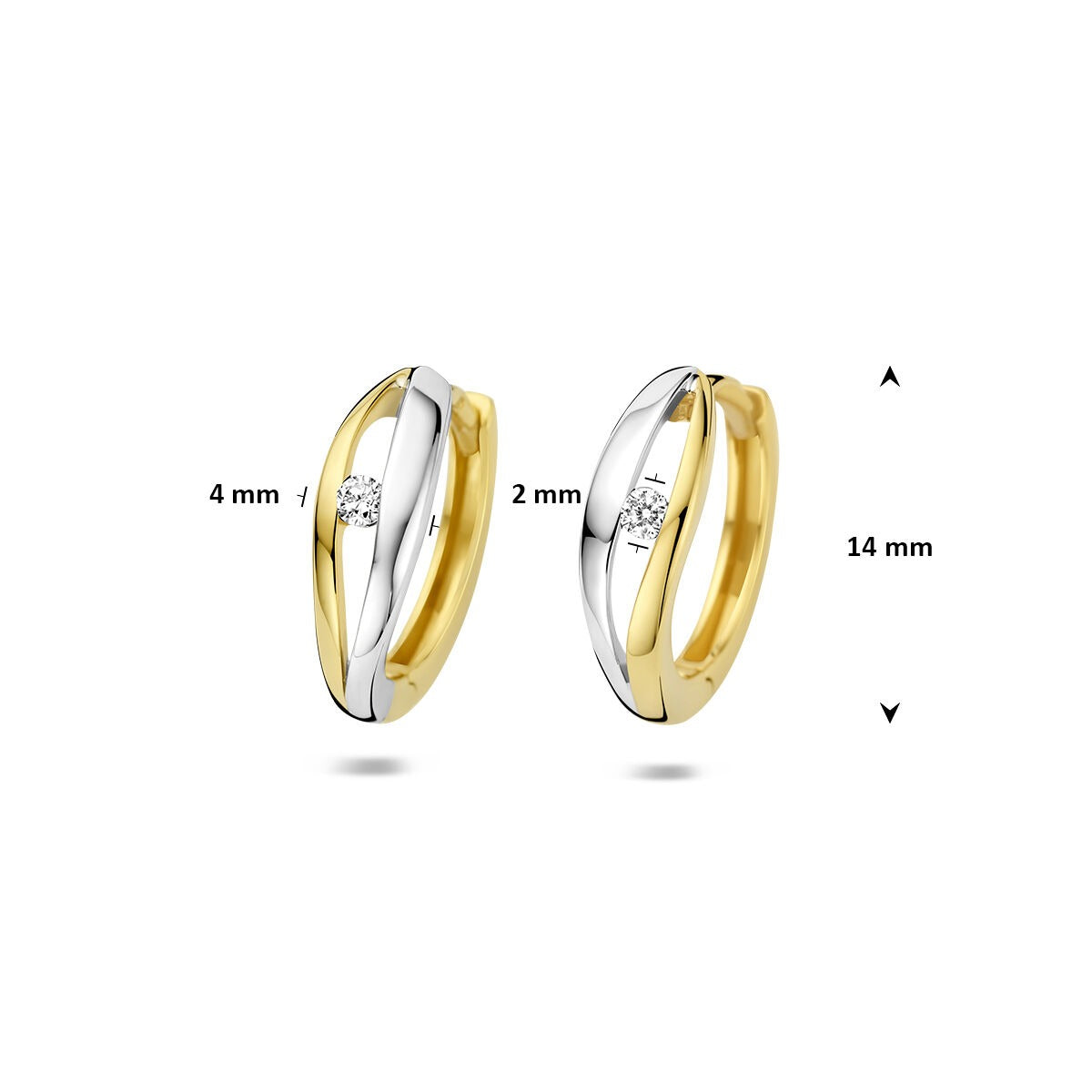 14 K Bicolor-Kreolen mit im Labor gezüchteten Diamanten