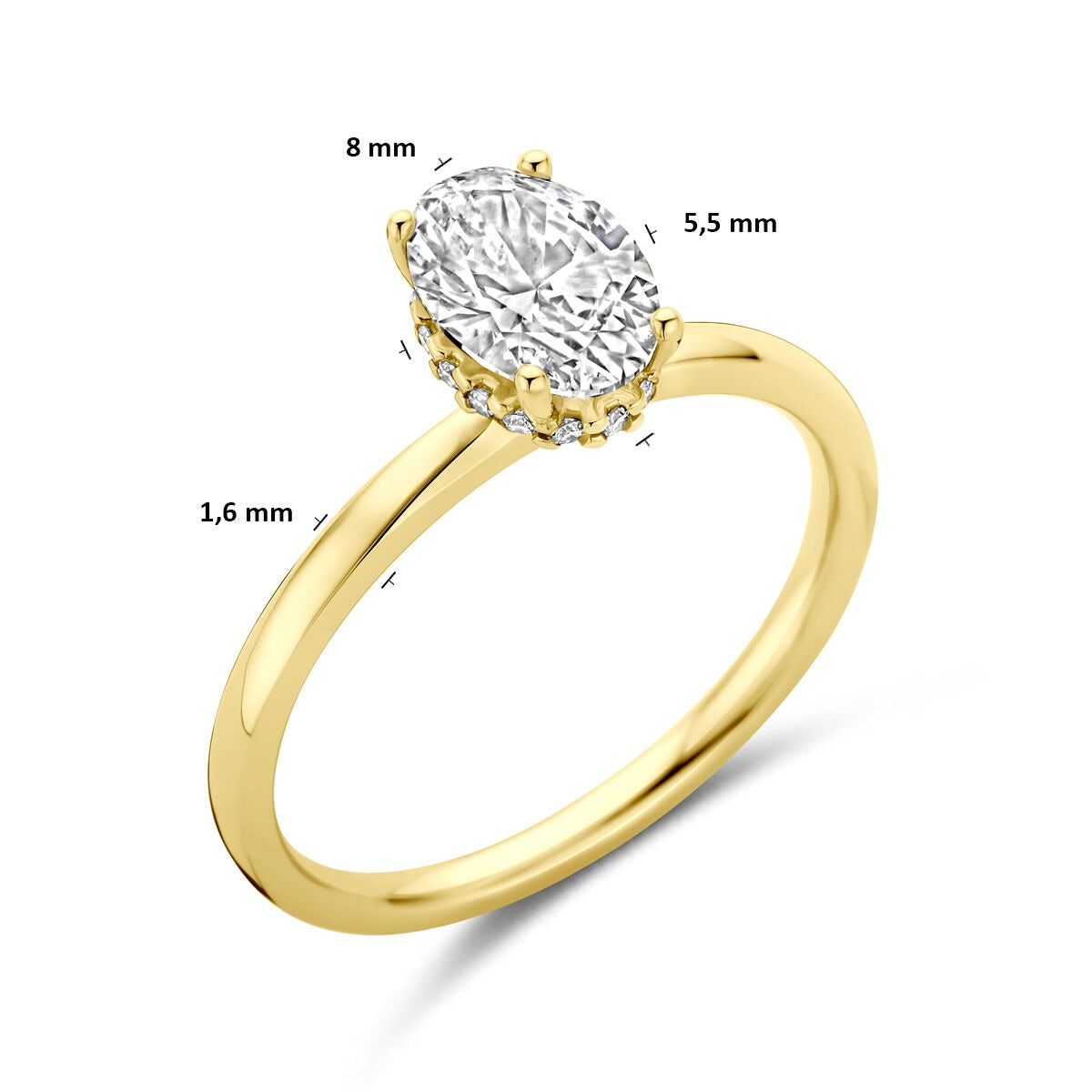 14k Gelbgoldring mit ovalem Labordiamanten