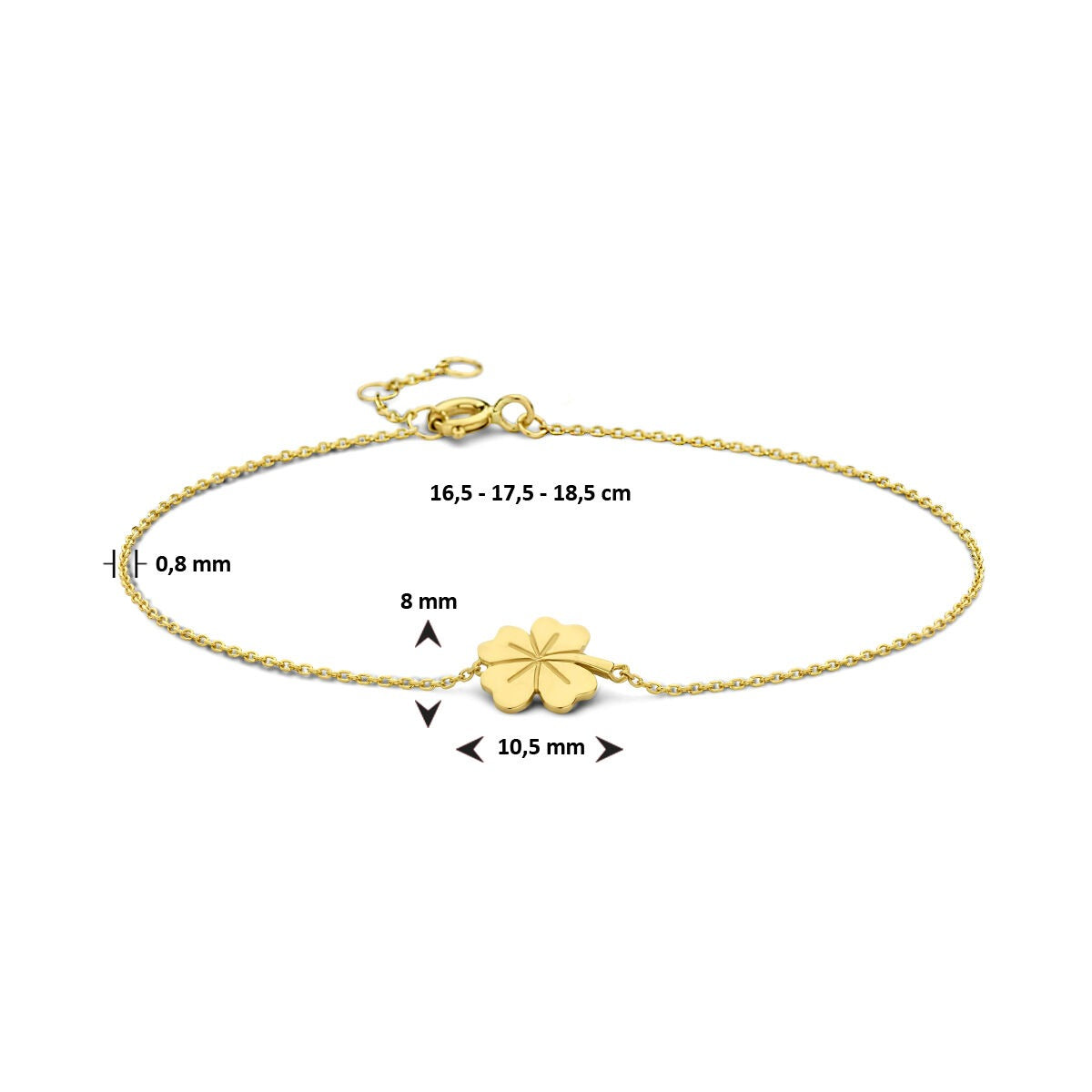 Gelbgoldfarbenes Kleeblatt-Armband – 9 Karat