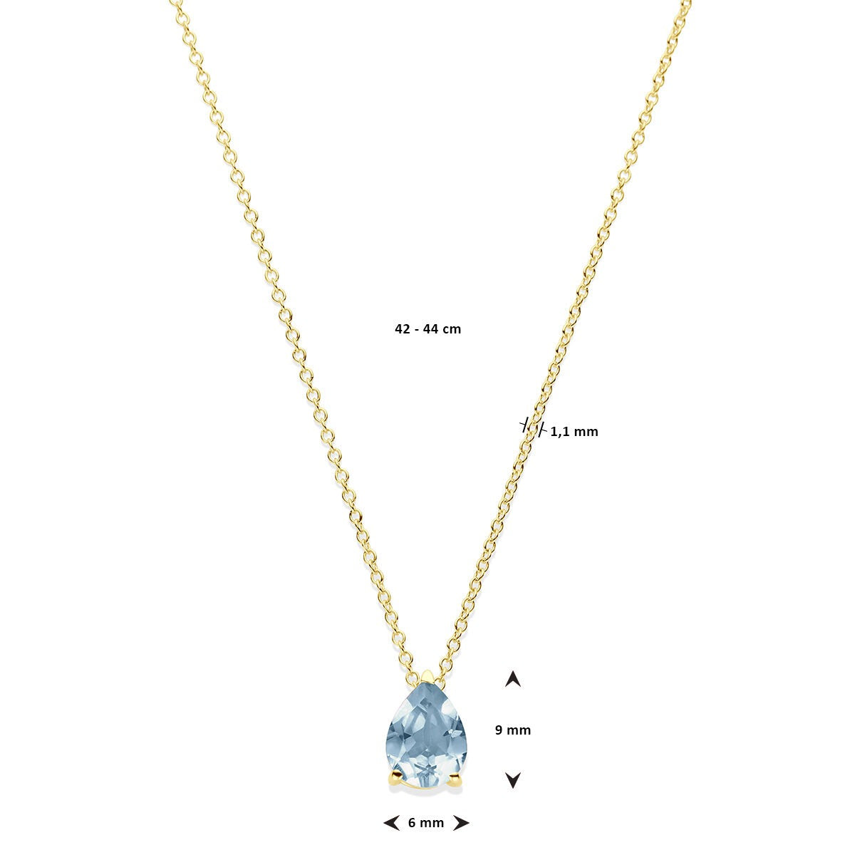 14 Karat Gelbgoldcollier mit blauem Topas
