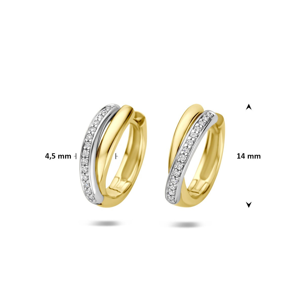 14k Bicolor Klappcreolen mit Diamant 0,09 ct
