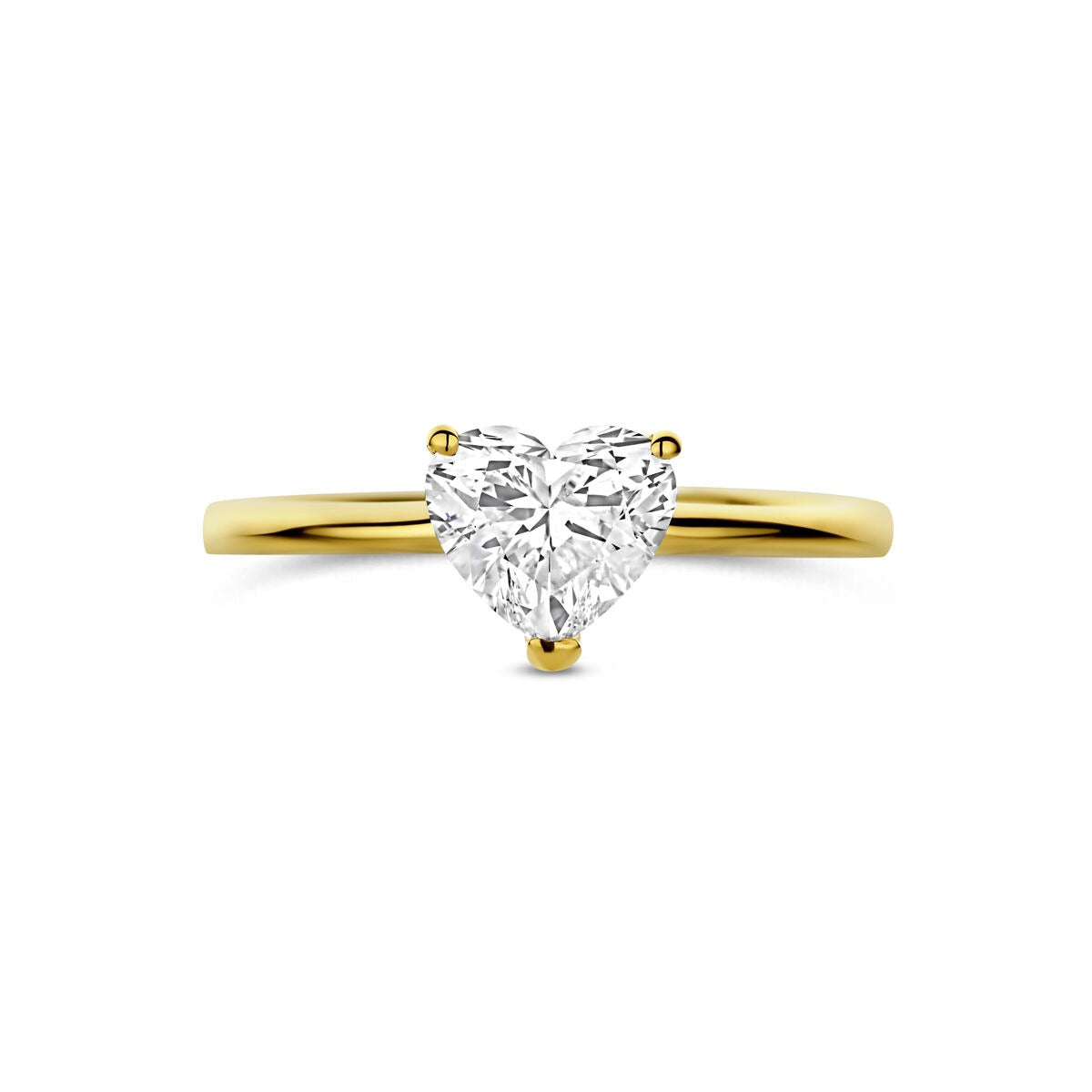 14k Gelbgoldring mit herzförmigem, im Labor gezüchtetem Diamanten 1.00ct