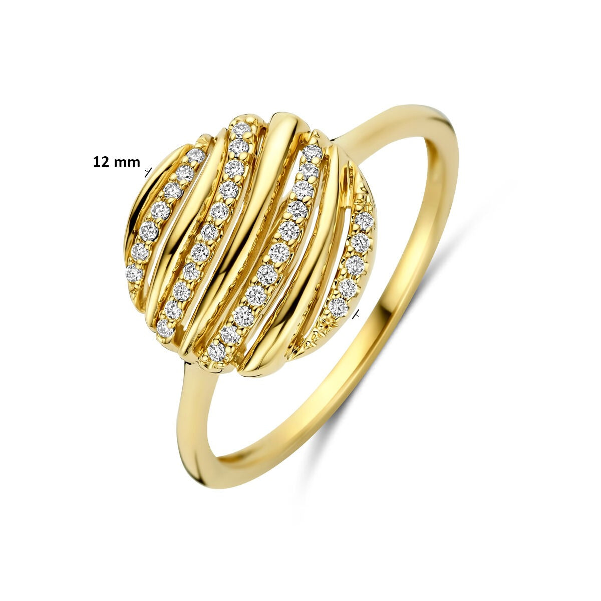 14K Gelbgoldring mit Diamant 0,09 ct rundes Design