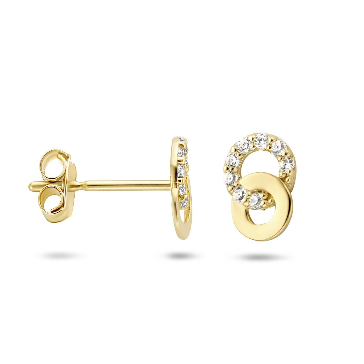 Gelbgoldfarbene Ohrstecker mit Zirkonia – 9 K