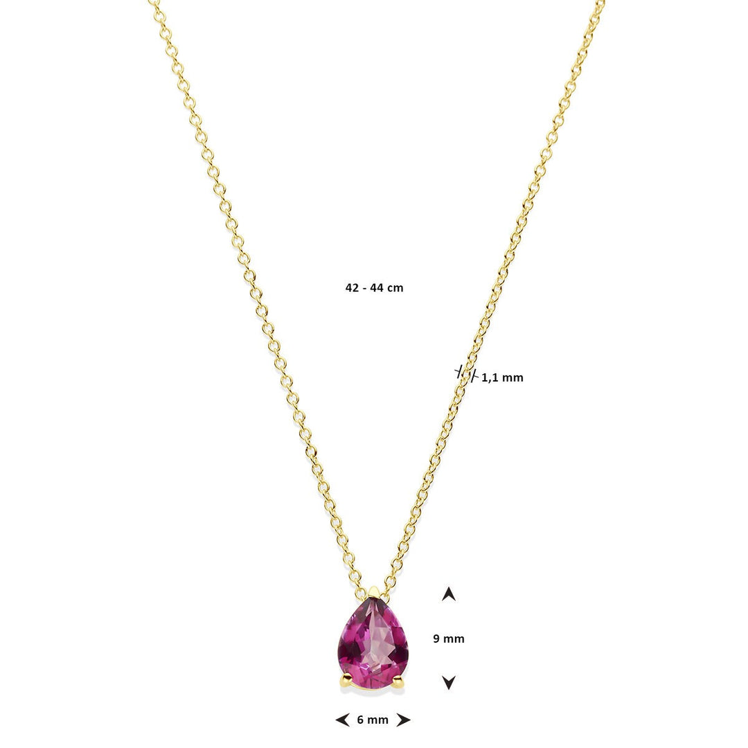 Halskette mit rosa Topas, 42 – 44 cm, 14 Karat Gelbgold