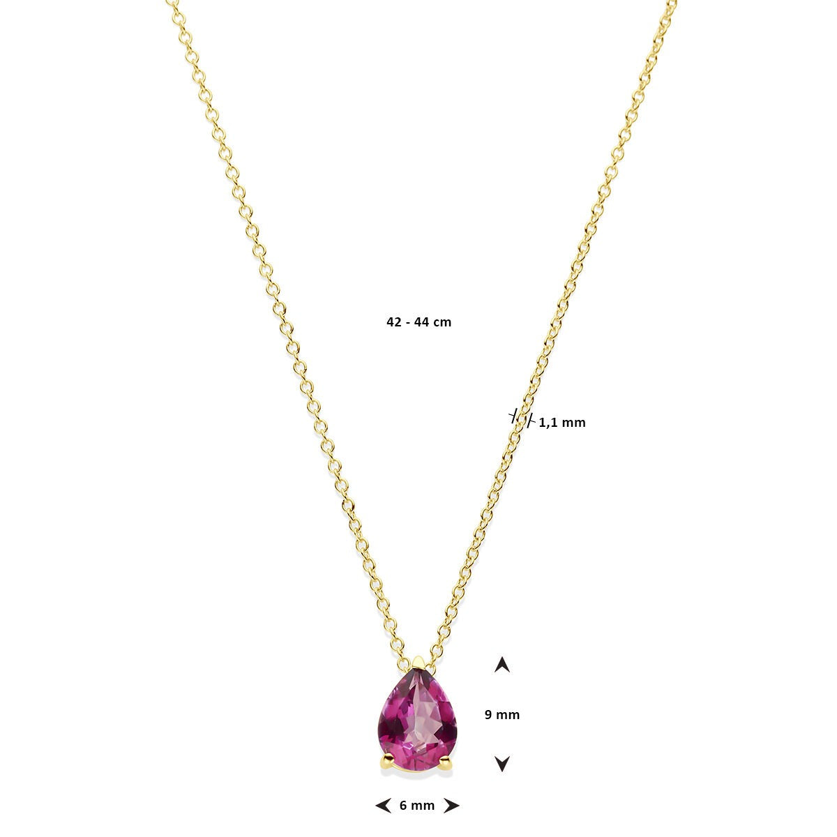 14k Gelbgold-Collier mit rosa Topas