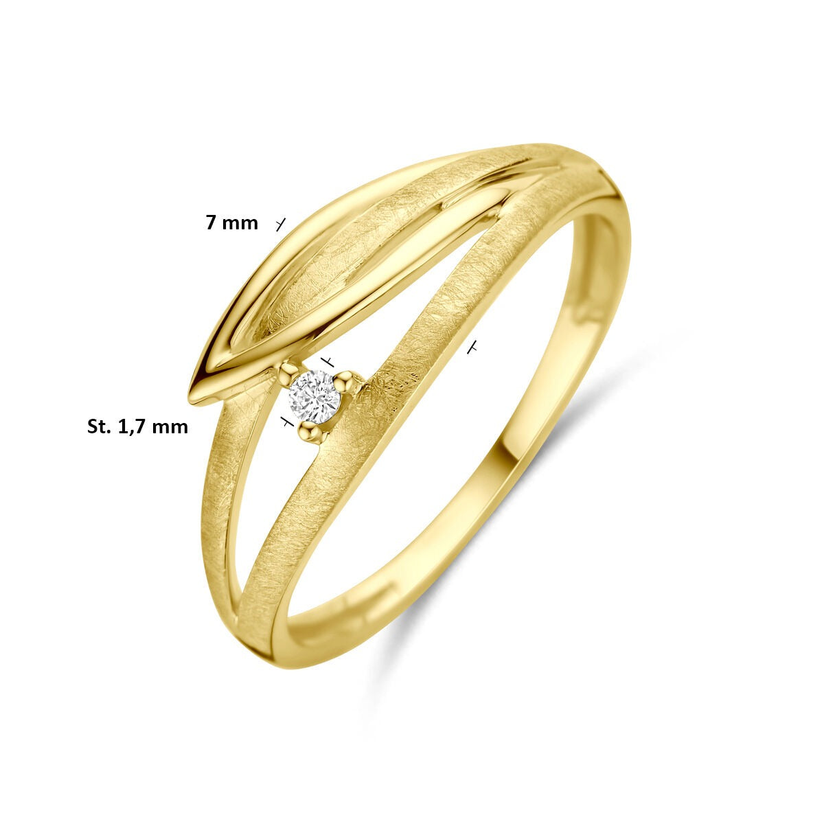 14 Karat Gelbgold Damenring mit Diamant – 7 mm breit
