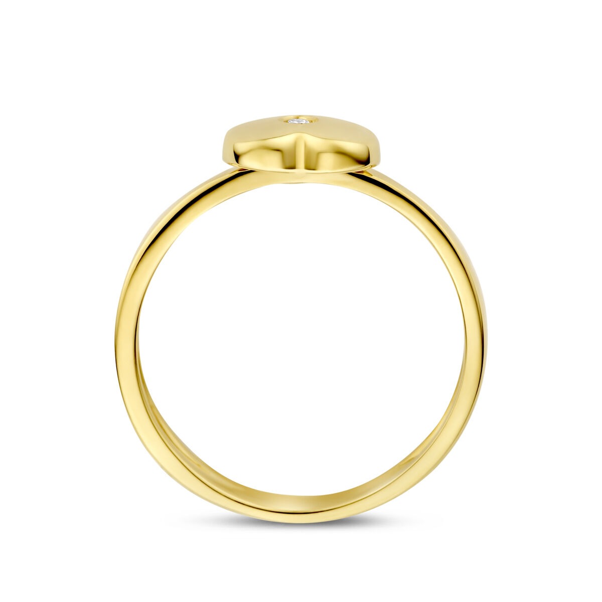 14 Karat Gelbgold Kinderring mit Herz und im Labor gezüchtetem Diamanten