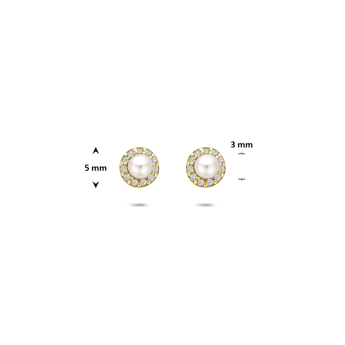 14 Karat Gelbgold Ohrstecker mit Perle und Zirkonia