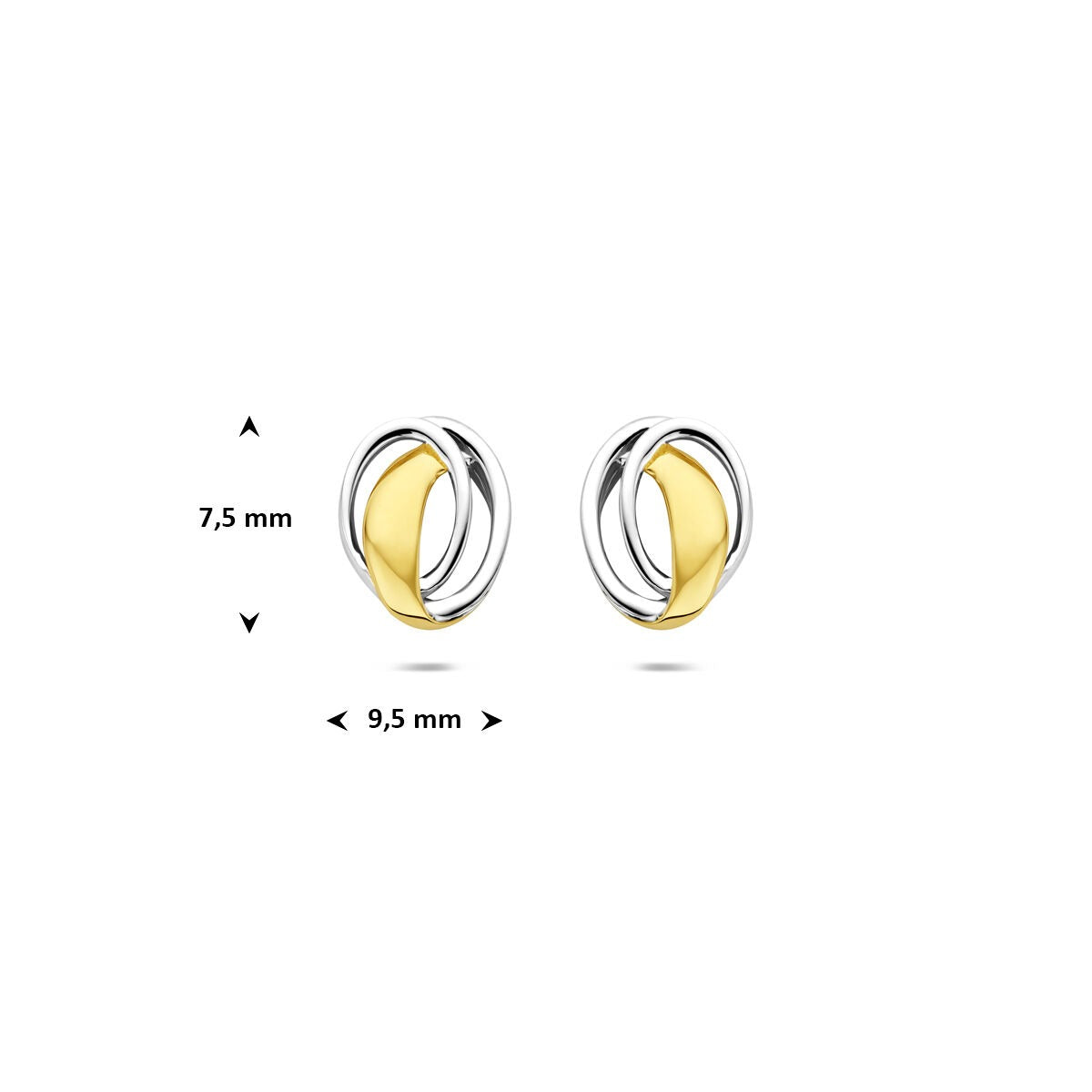 Goldohrstecker – 9k Gelb- und Weißgold, ovales Design