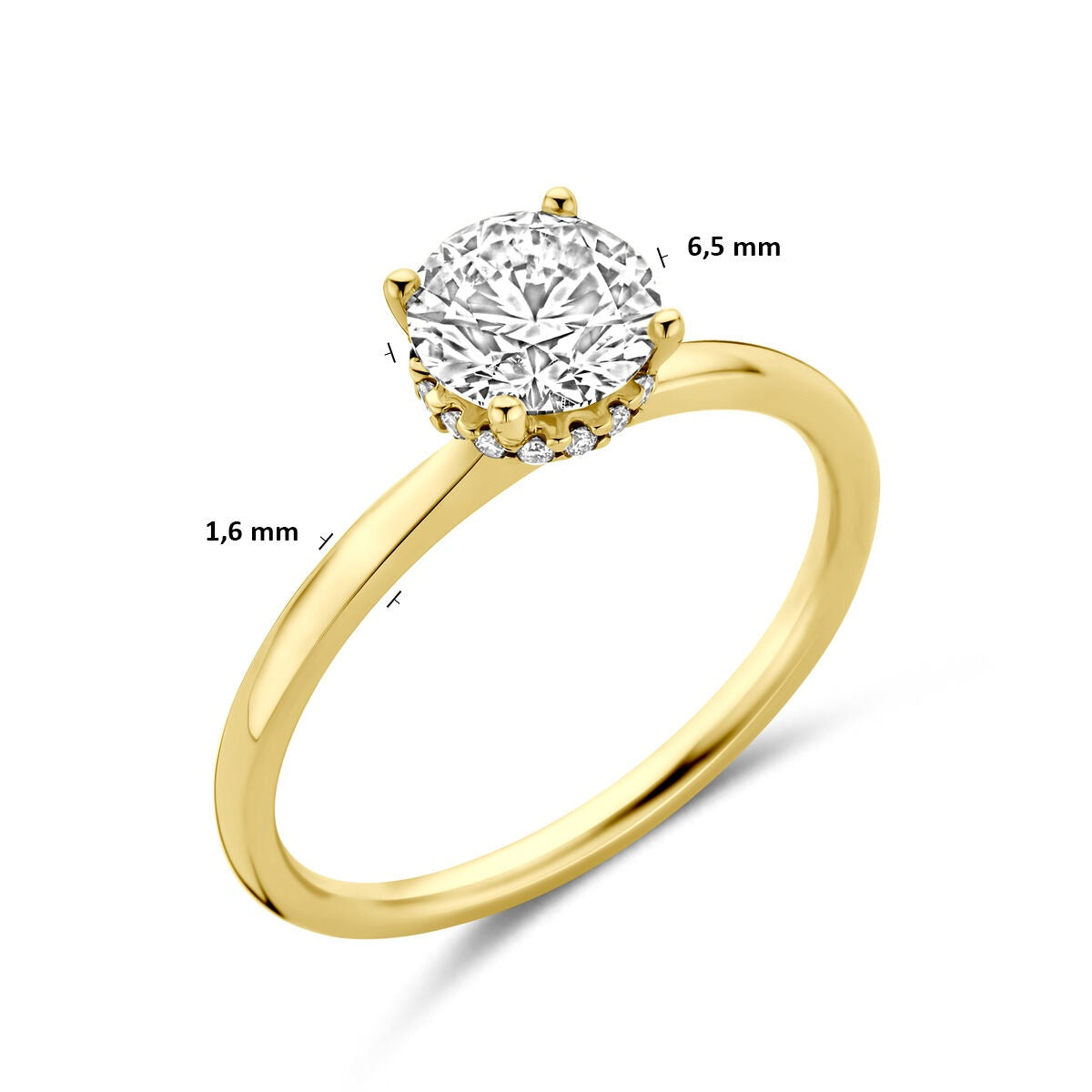 14k Gelbgoldring mit Labor-Diamant 1,07ct