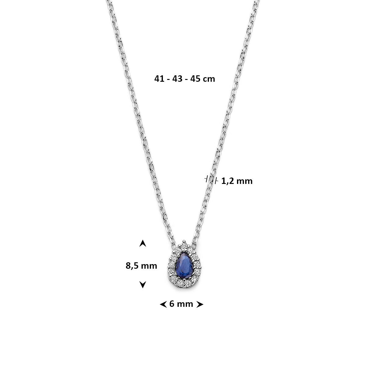 Silberkette mit Saphir und Zirkonia – rhodiniertes 925er Silber