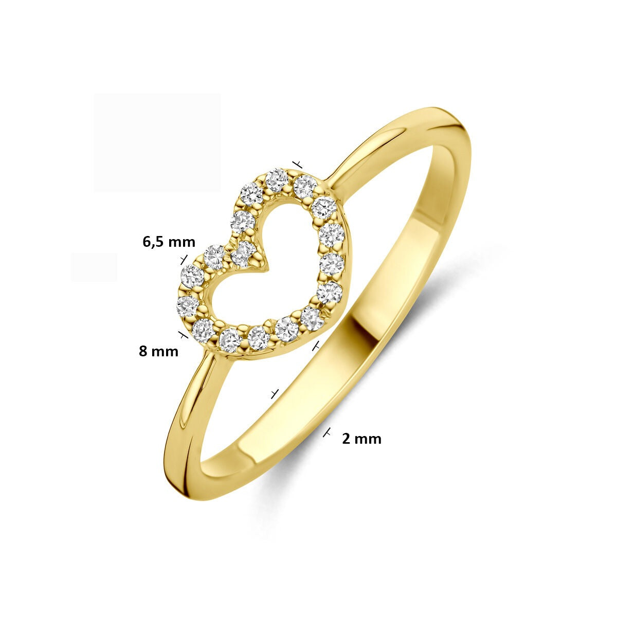 Goldener Damenring mit Herz und im Labor gezüchtetem Diamanten – 14 Karat Gelbgold