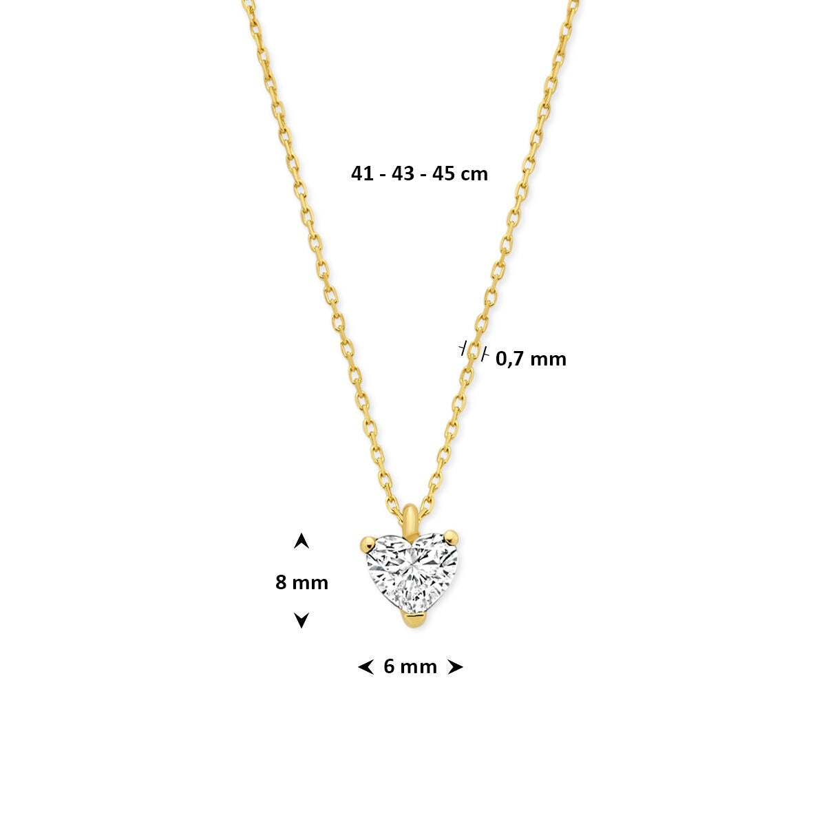 14k Gelbgoldkette mit herzförmigem, im Labor gezüchtetem Diamanten 0.50ct