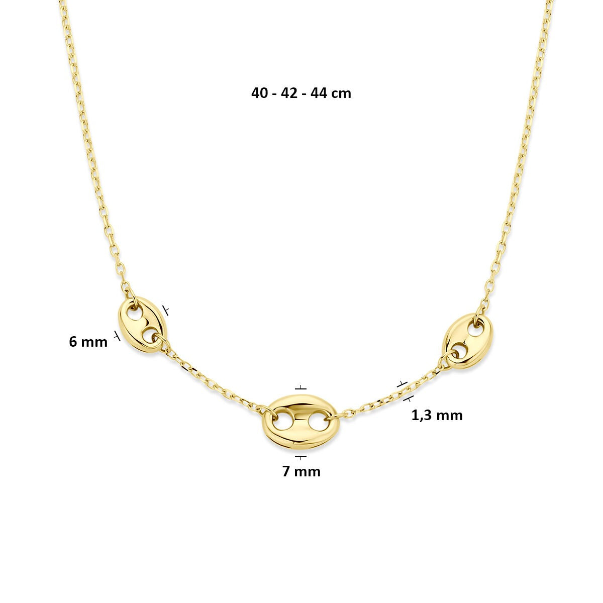 14k Gelbgold Kaffeebohnen-Halskette