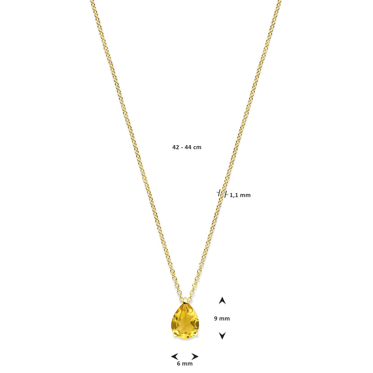 14 Karat Gelbgoldcollier mit Citrin
