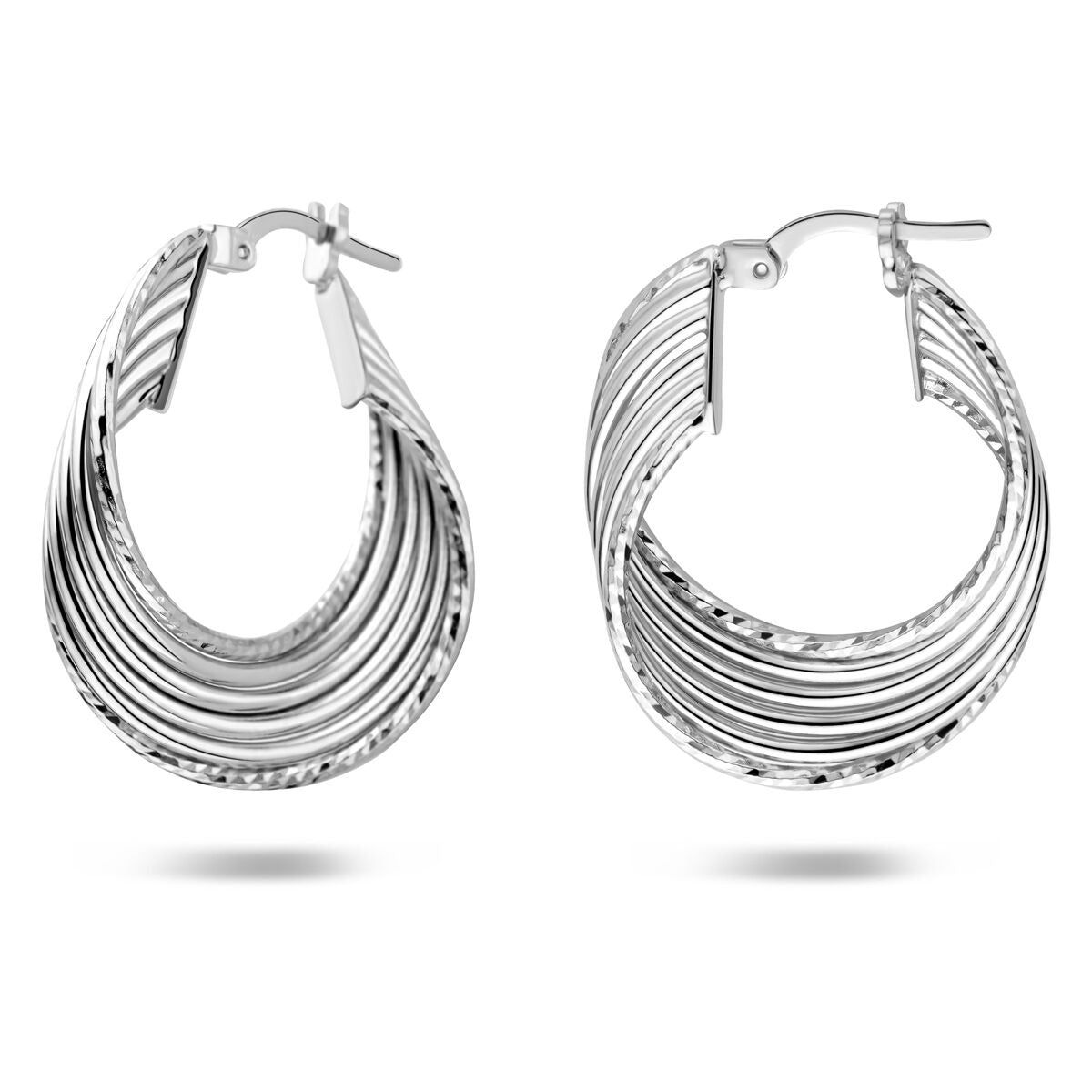 Ovale Ohrringe aus Sterlingsilber – rhodiniert 925er Silber