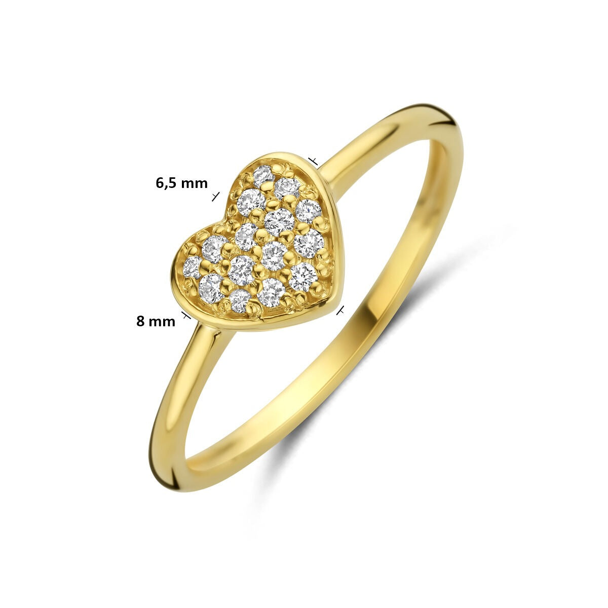 14 Karat Gelbgold Damenring mit Herz und Diamant – 0.10 ct