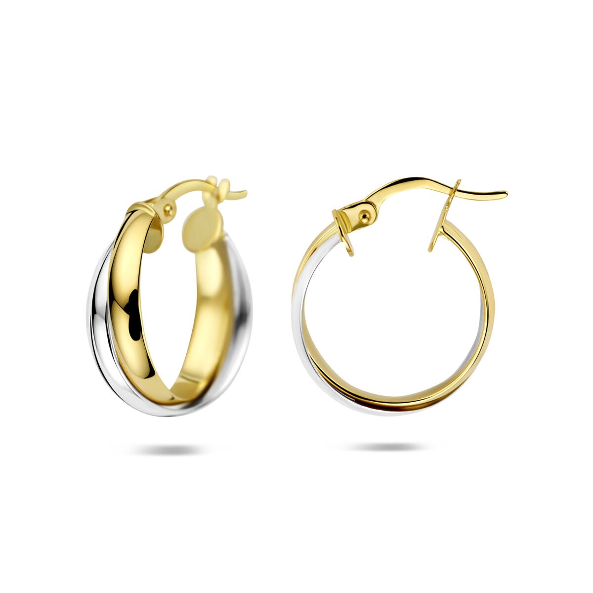 14k Bicolor-Ohrringe aus Gelb- und Weißgold