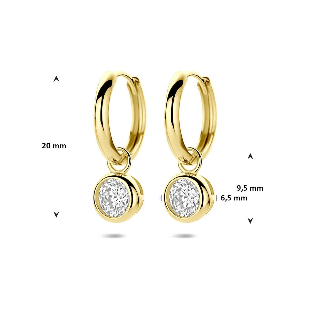 Goldohrringe mit Zirkonia – 9 Karat Gelbgoldfarben