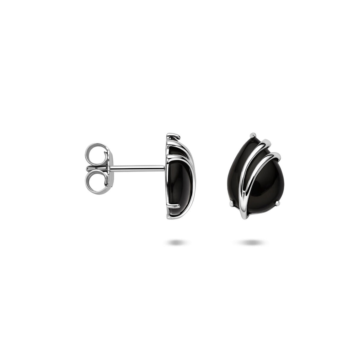 Ohrstecker aus Silber mit Onyx – rhodiniertes 925er Silber