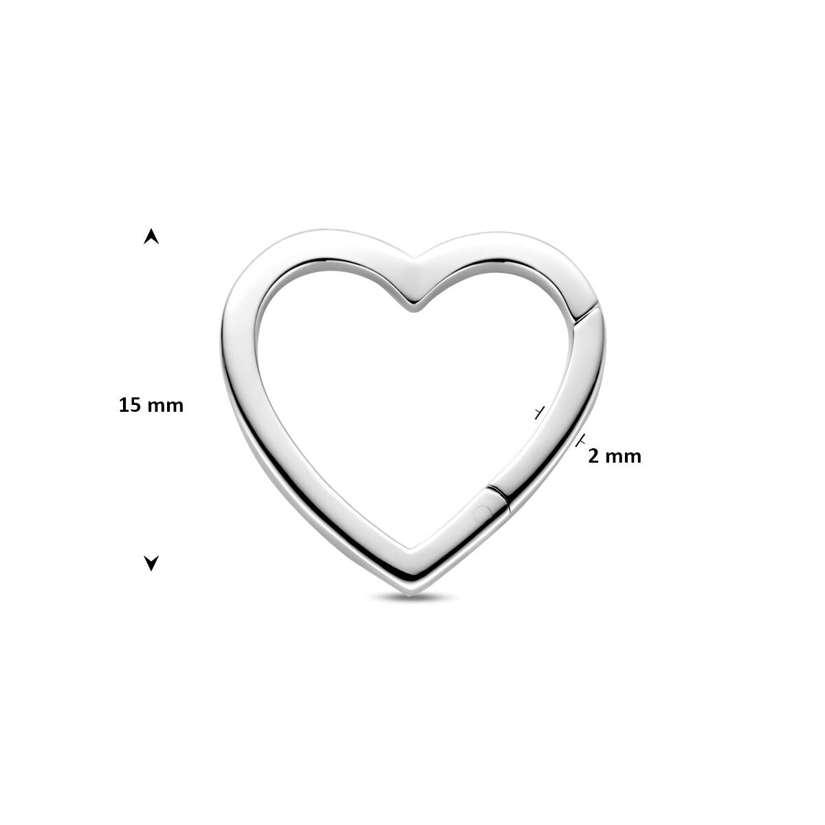 Rhodinierter Sterling-Silber-Verbinder Herz