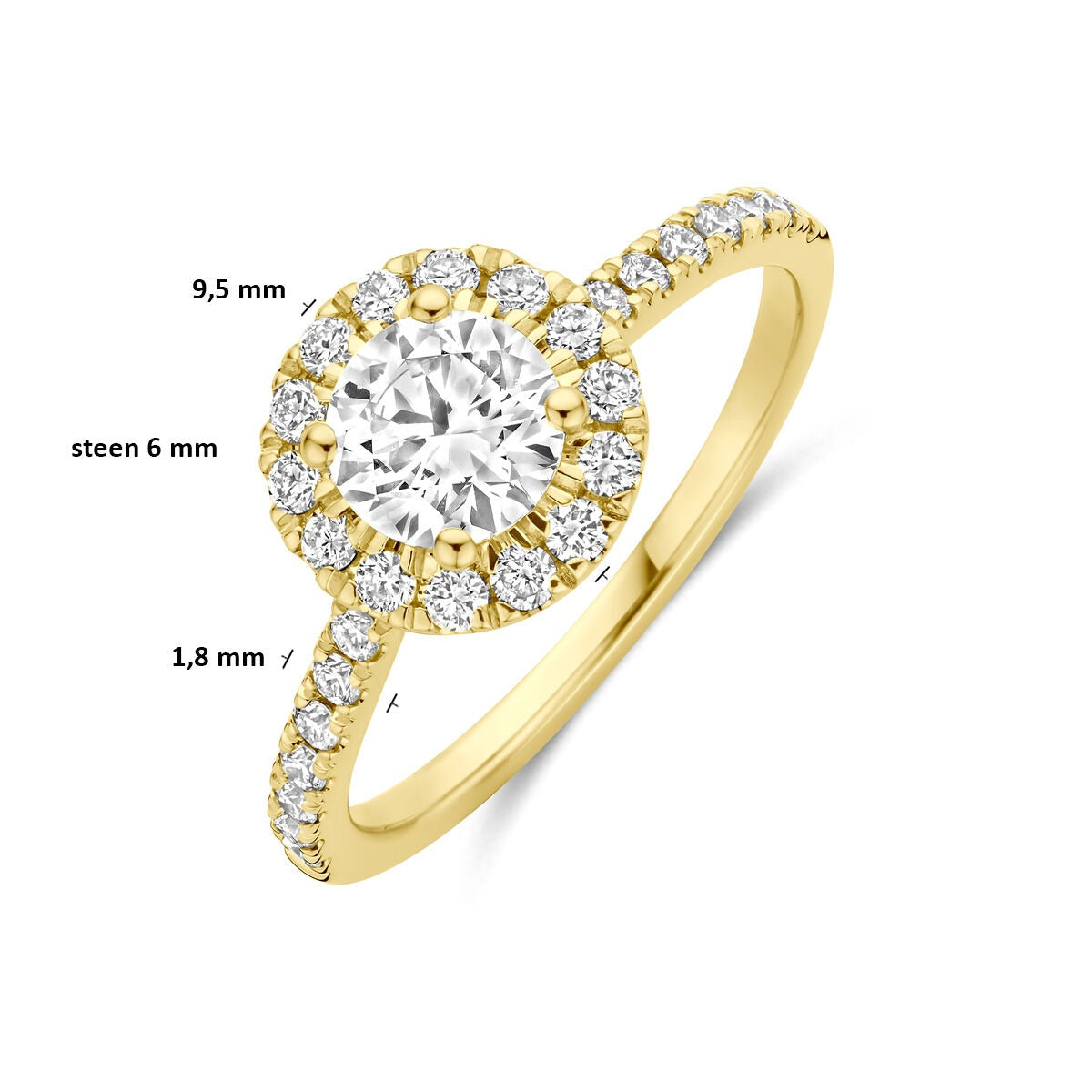 14 Karat Gelbgoldring mit im Labor gezüchtetem Diamant 1.10ct