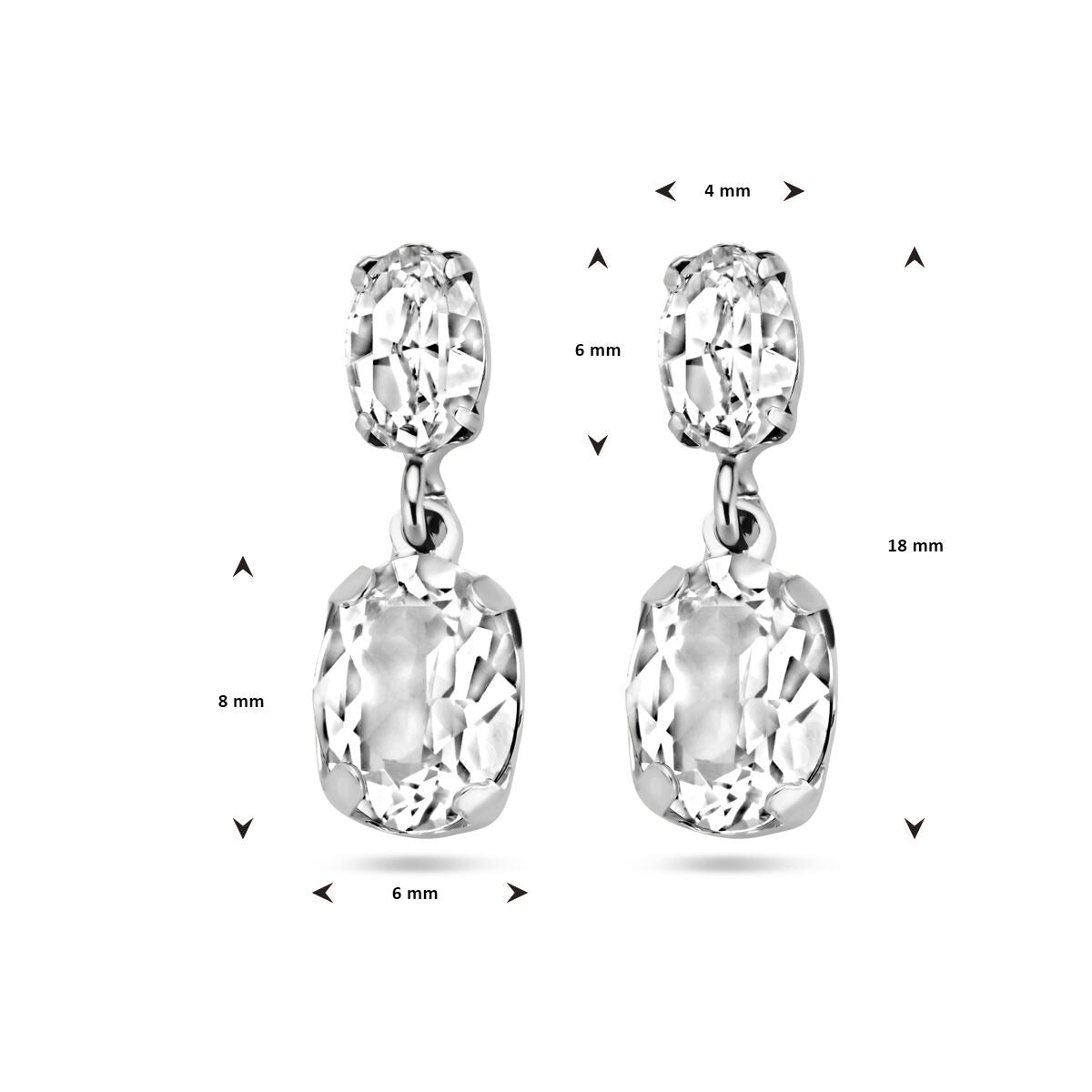 Rhodinierte Silberohrringe mit Swarovski Kristall