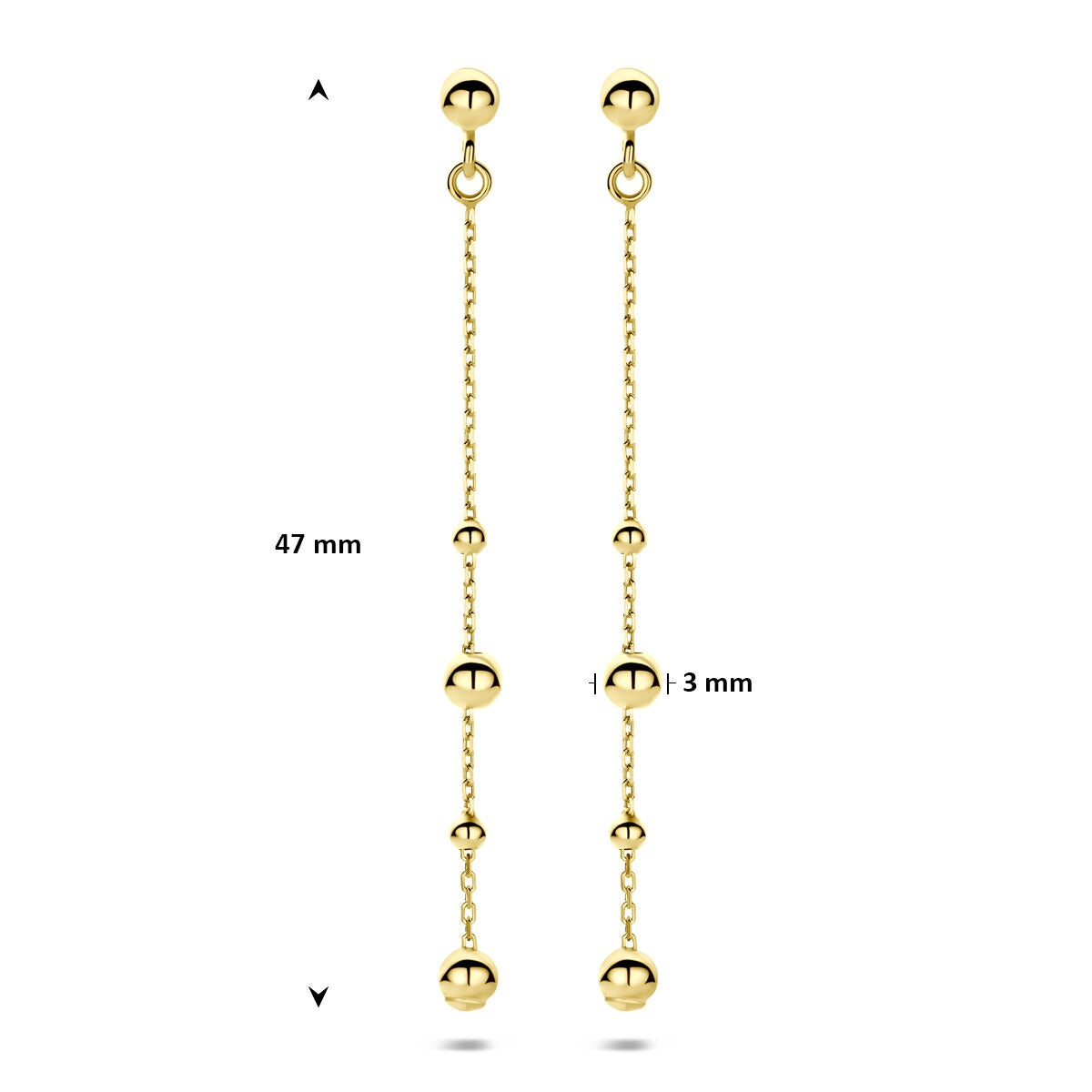 14k Geelgouden oorhangers met bolletjes