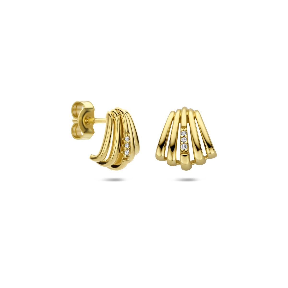 Goldsteckerohrringe mit Diamanten – 14k Gelbgold
