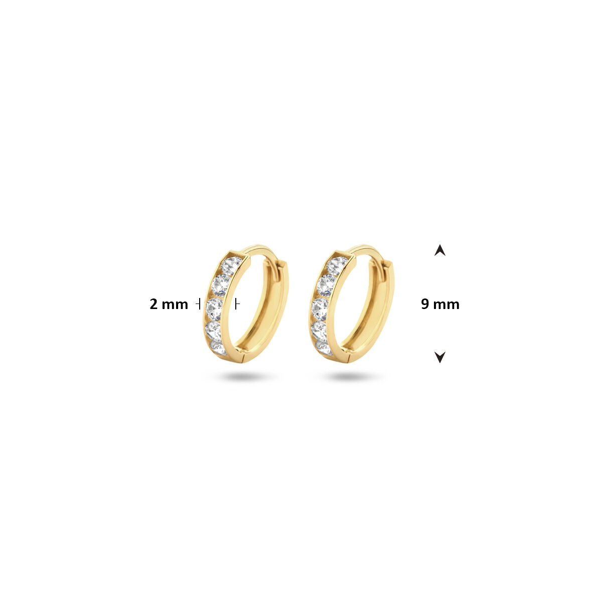 14k Gelbgold Klappcreolen mit Zirkonia-Reihe