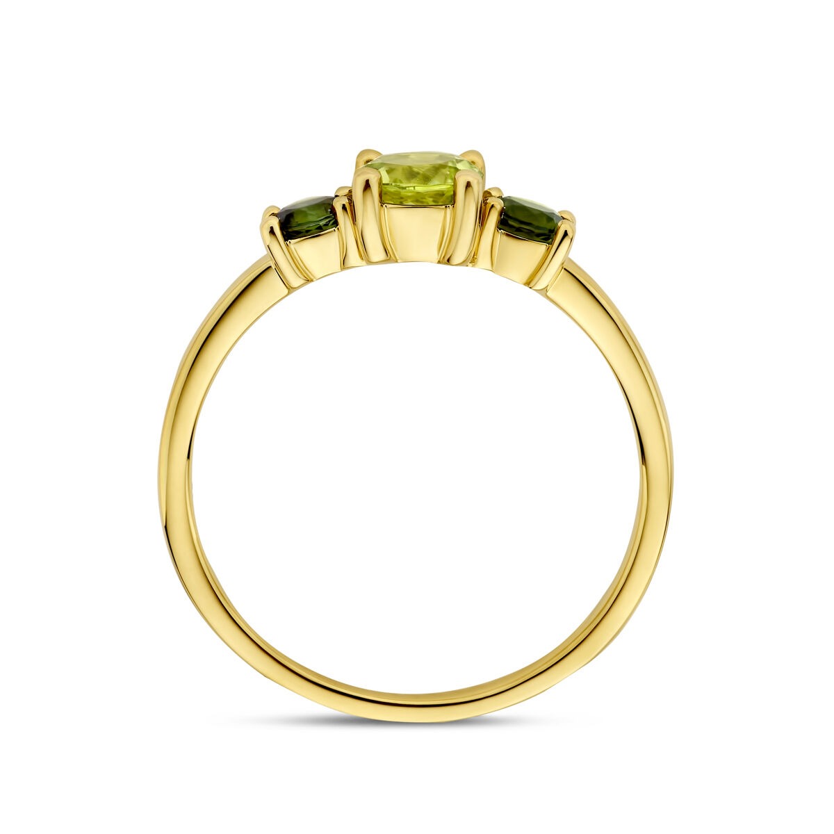 Goldener Damenring mit Peridot und Turmalin – 14K Gelbgold
