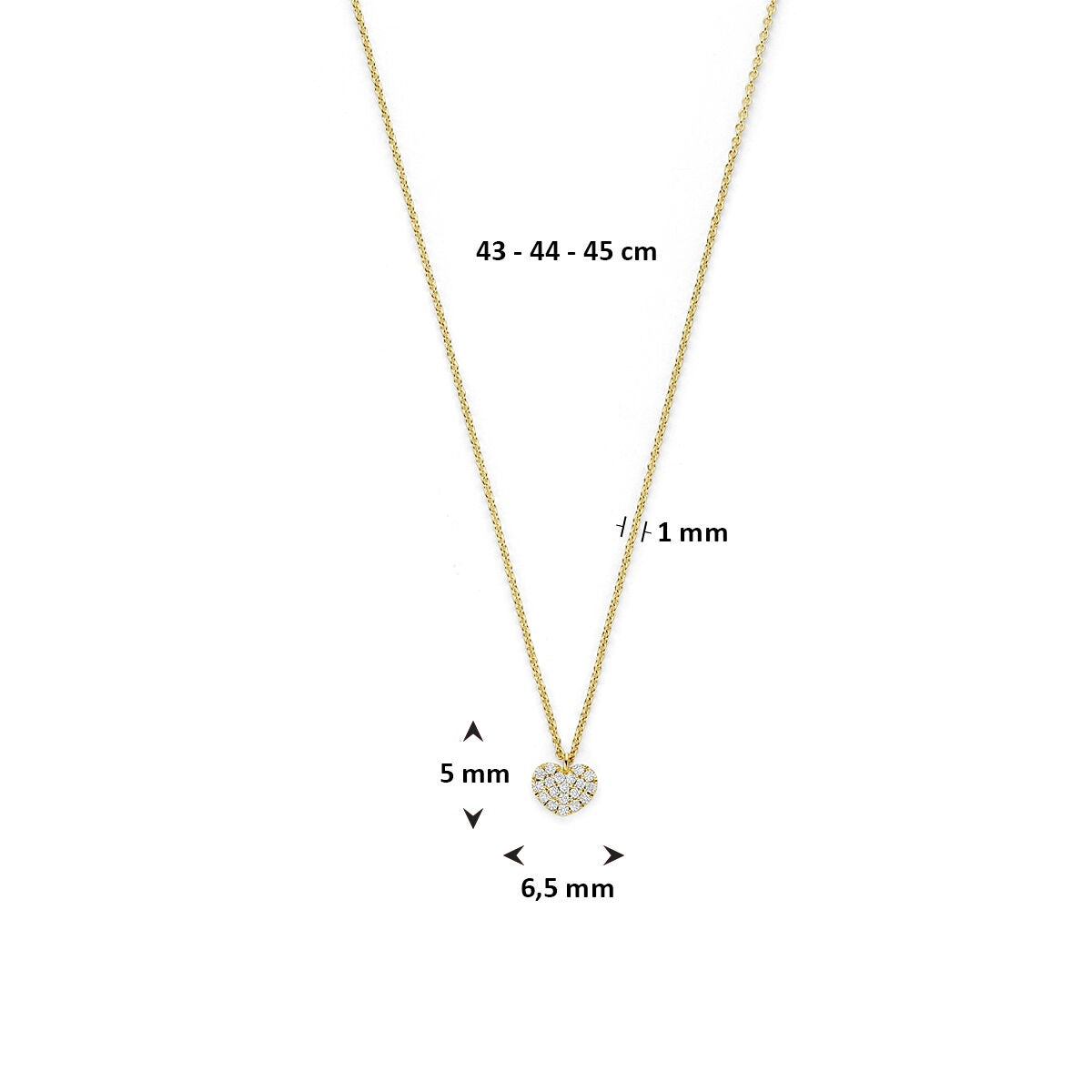 14 Karat Gelbgold Collier mit Herz und Diamant – Symbol der Liebe