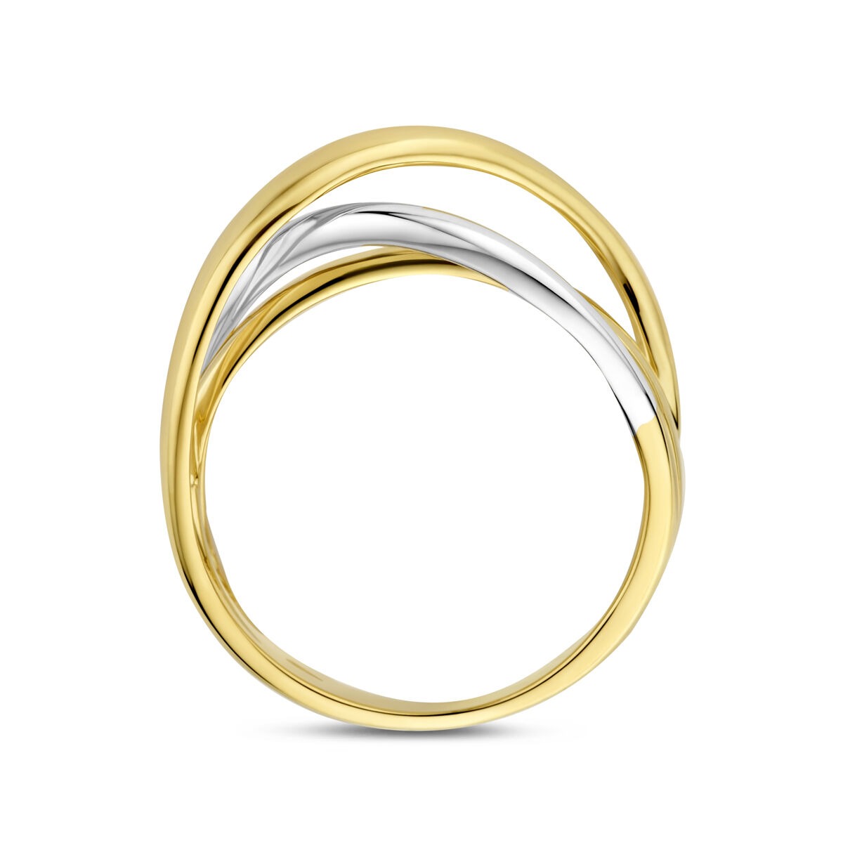 Bicolor-Damenring 14K Gelb- und Weißgold – 8,5 mm breit