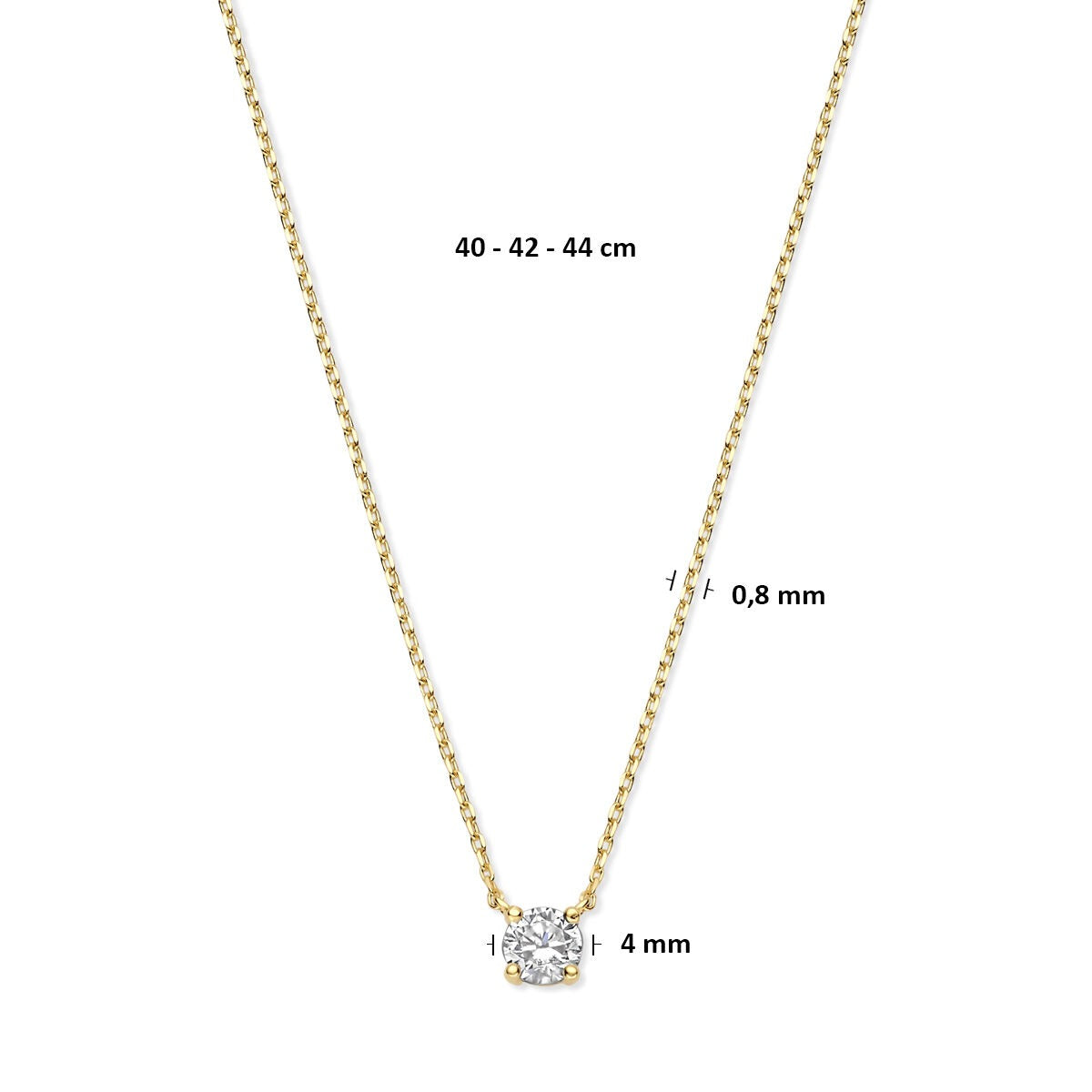 9 Karat Gelbgoldkette mit Zirkonia
