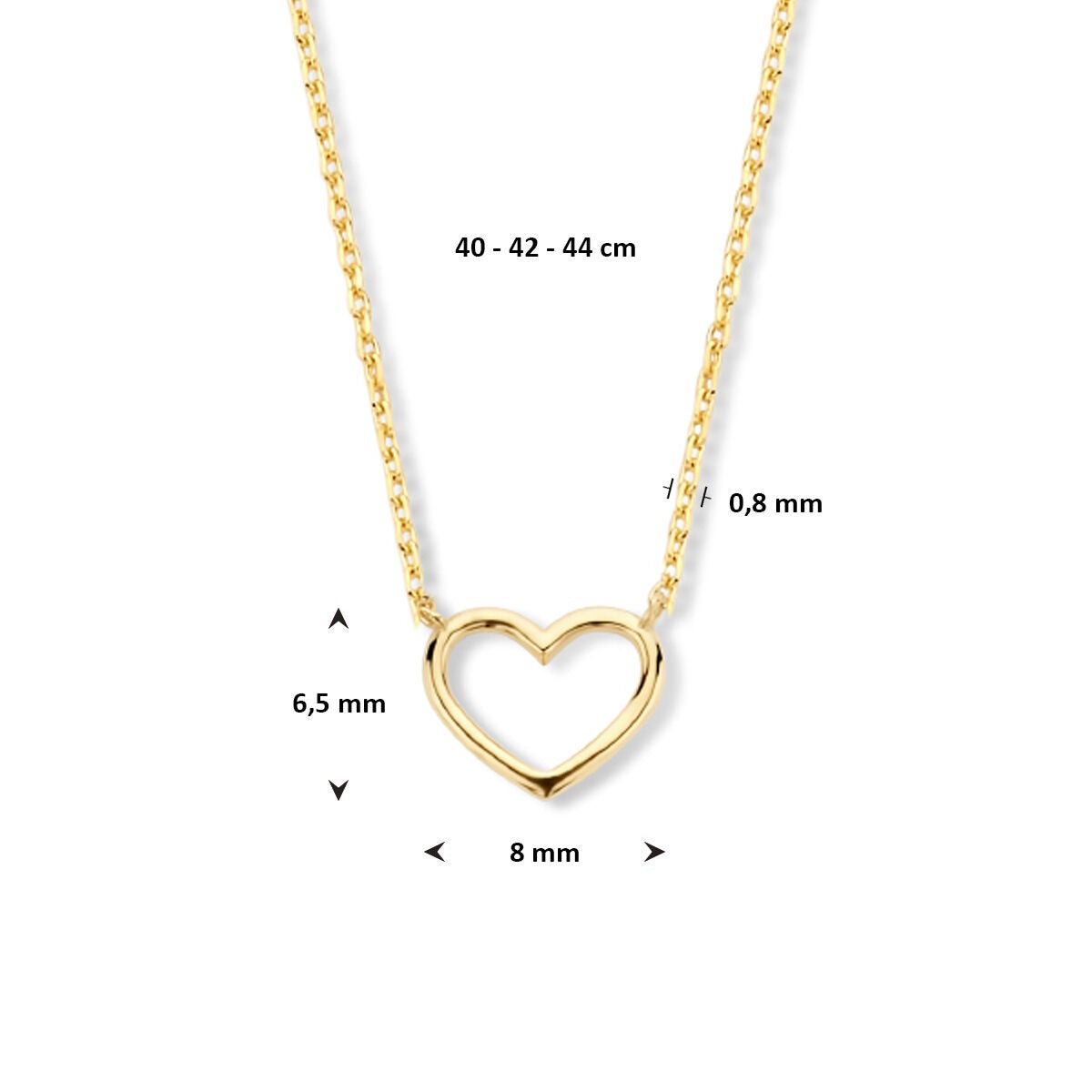 Gelbgoldkette mit Herz – 9k