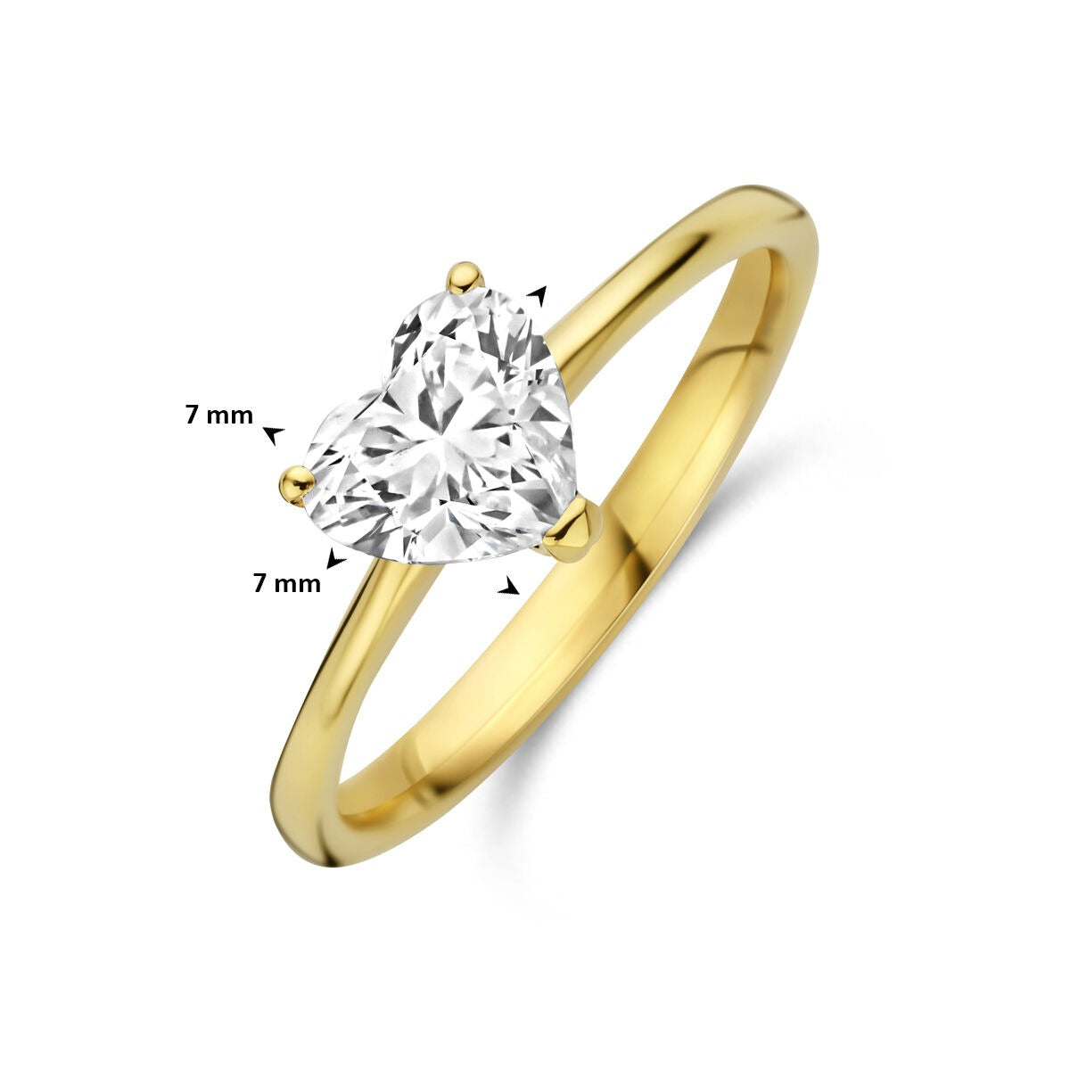 14k Gelbgoldring mit herzförmigem, im Labor gezüchtetem Diamanten 1.00ct