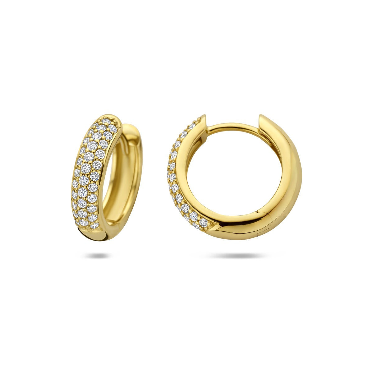 14K Gelbgold Klappcreolen mit Diamanten