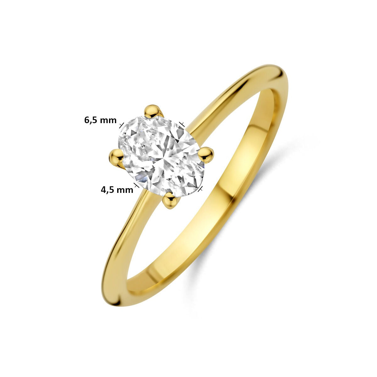 14k Gelbgoldring mit Labor-Diamant – oval geschliffen 0.50ct