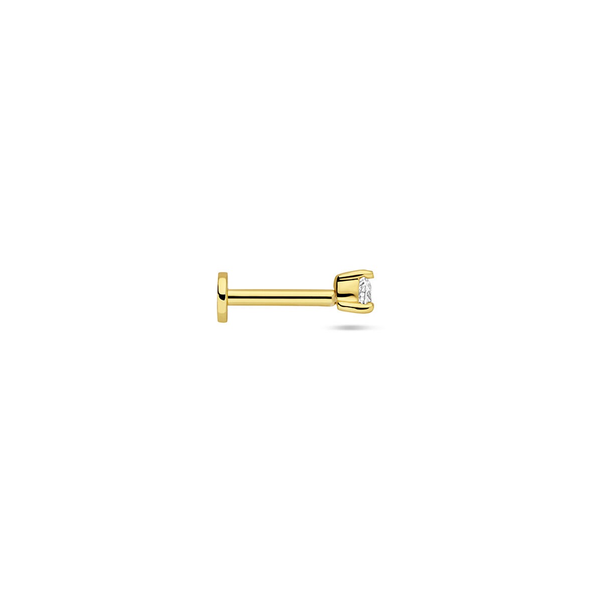 Vergoldetes Flat-Back-Piercing Herz mit Zirkonia – 925 Silber