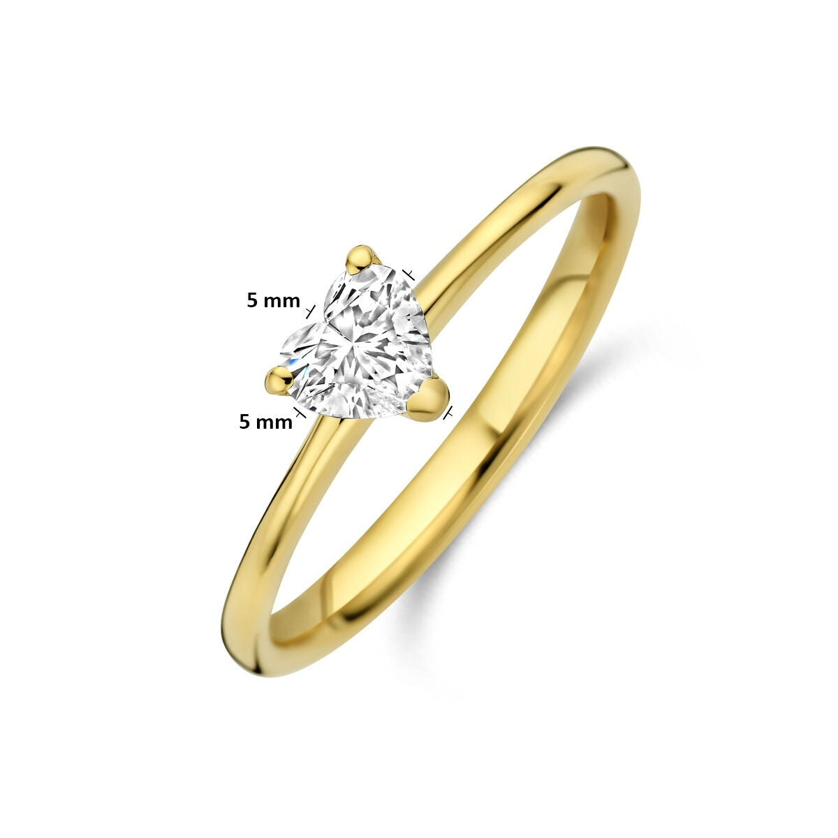 14K Gelbgoldring mit herzförmigem Labordiamant 0,30 Karat