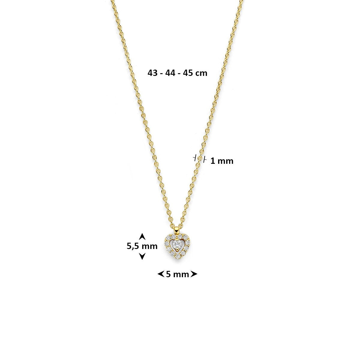 14k Gelbgoldcollier mit Herzchen und Diamant