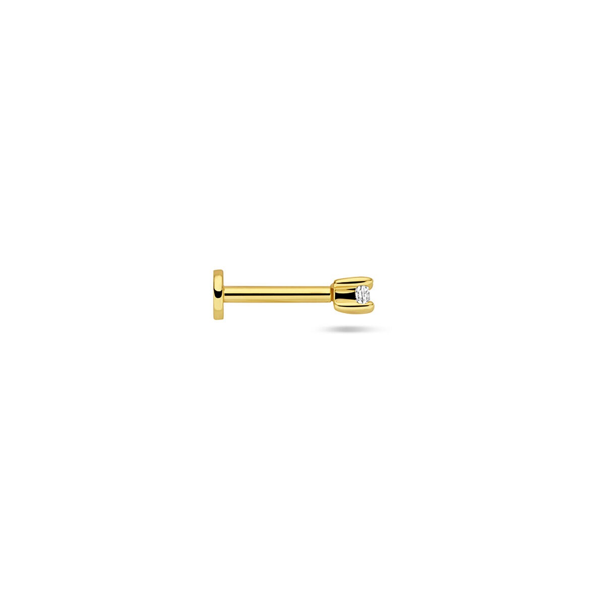 Vergoldetes silbernes Flatback-Piercing mit brillant geschliffenem Zirkonia