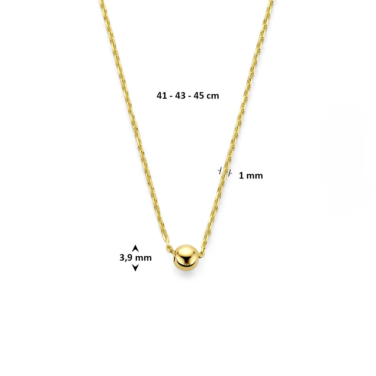 9K Collier für Damen, Gelbgold, mit Kugel