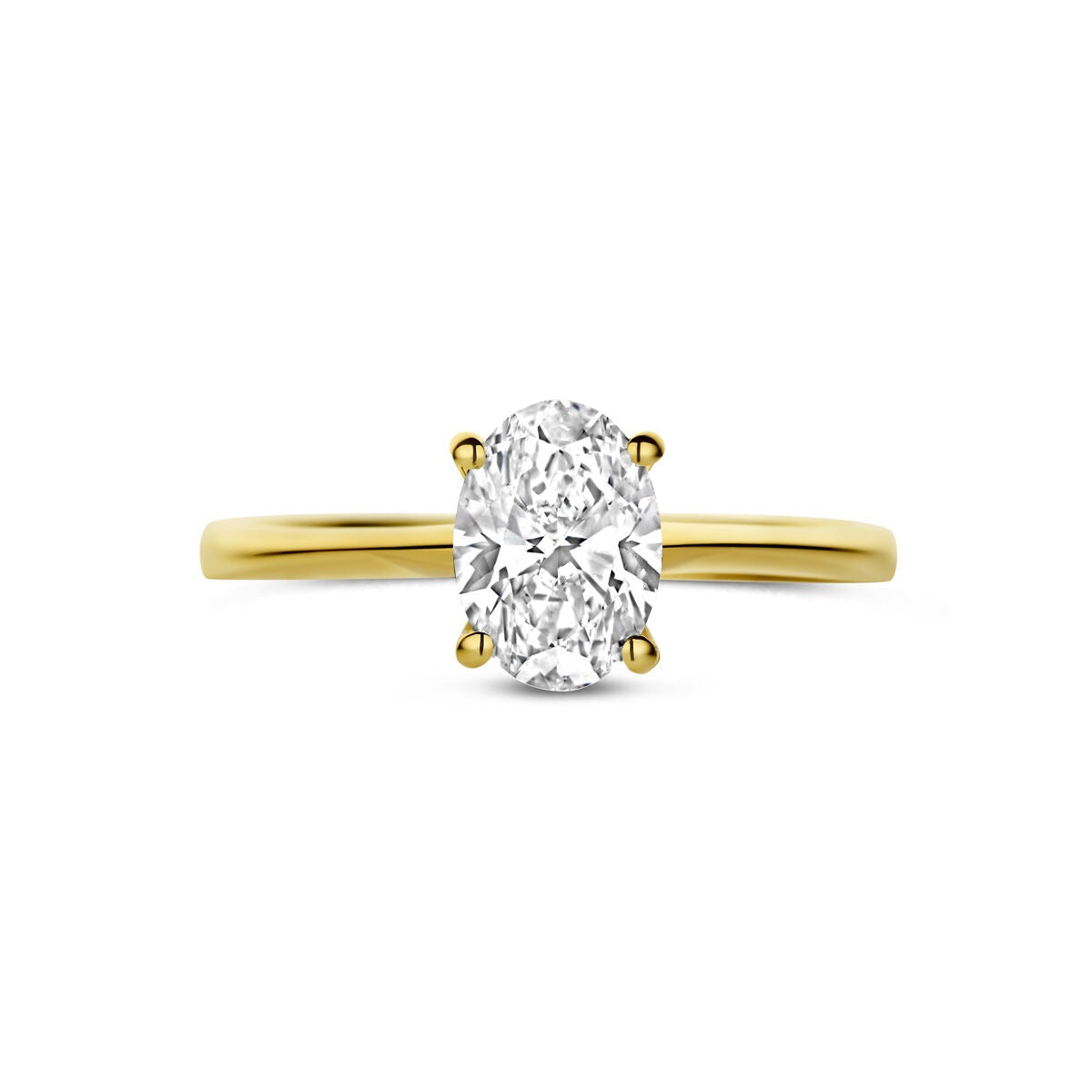 14k Gelbgold Damenring mit im Labor gewachsenem Diamanten
