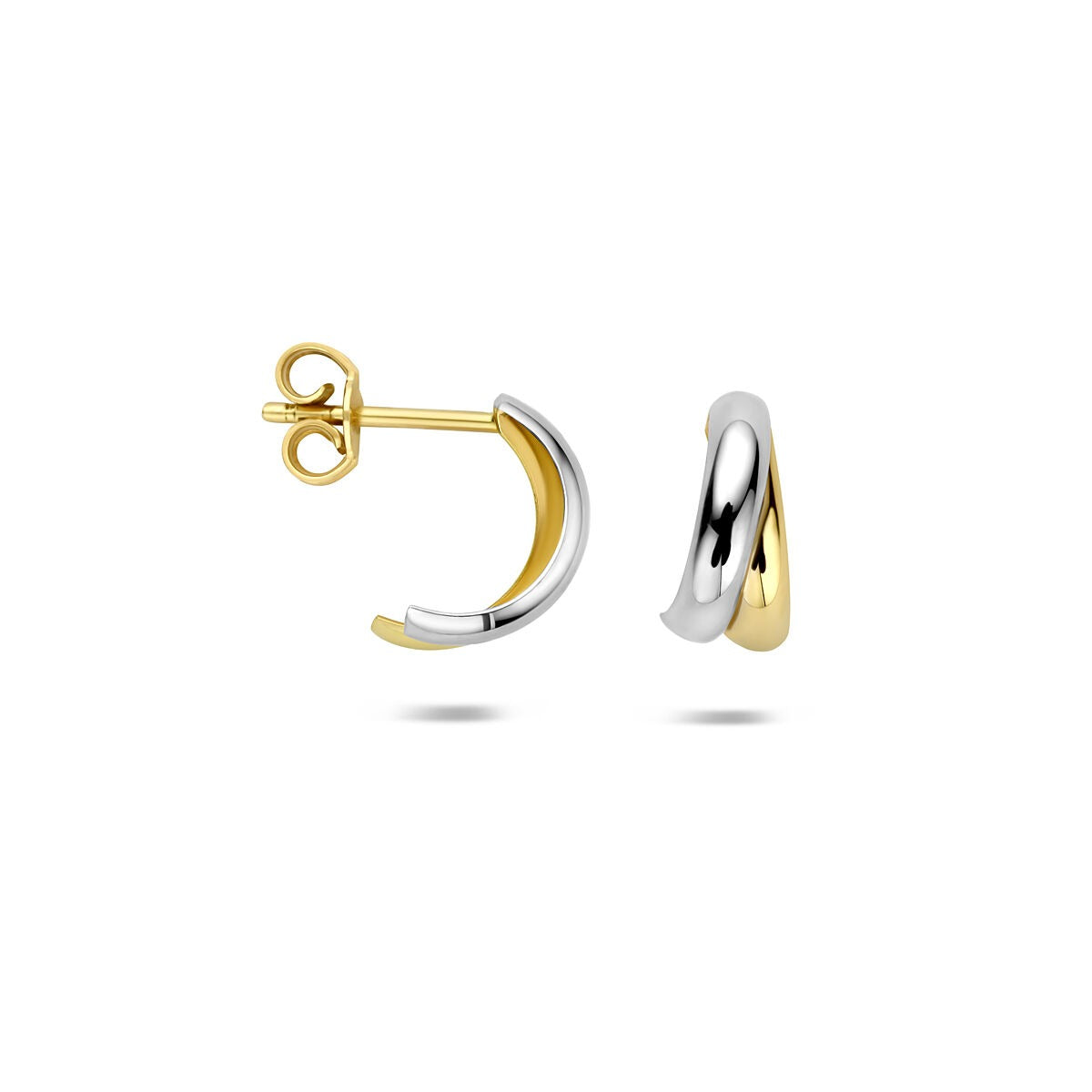 14 Karat Bicolor Stecker-Ohrringe in Gelb- und Weißgold